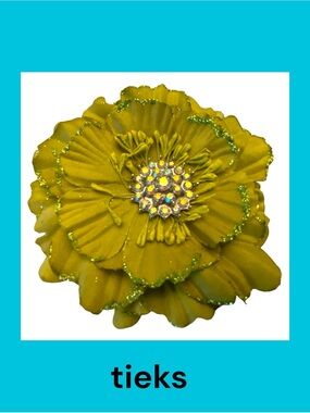 Tieks Chartreuse/Olive Green Floral Topper with Iridescent Rhinestones